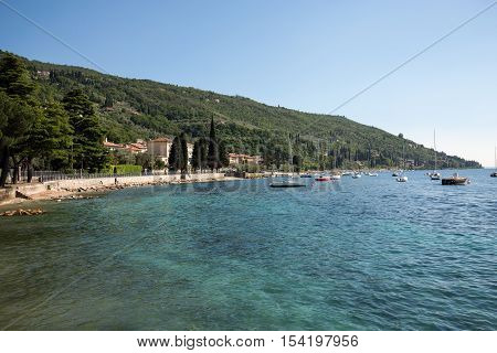 Shore of the Lake Garda in the village of Torri del Benaco in Italy