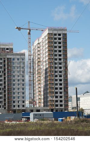 MOSCOW RUSSIA OCTOBER 01. 2016: - Construction of new apartment buildings in Tushino the norhtern part of the city