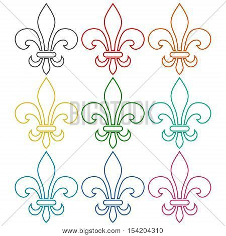 Fleur de lis symbol icons set on white background
