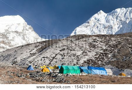 Base Camp of Island Peak (Imja Tse) near Mount Everest Khumbu valley Sagarmatha national park Nepal