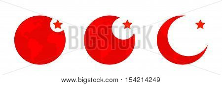 Simple vector button flag - Turkey. Three icons