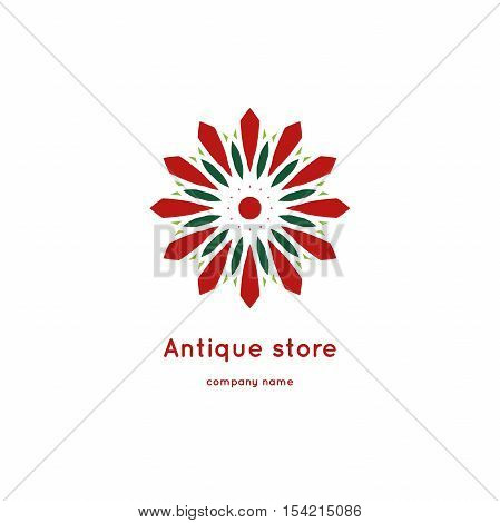 Decorative flower element. Ornamental vector symbols. Circle colorful icon. Isolated abstract colorful vector logo. Vector vintage mandala logo. Kaleidoscope flower.