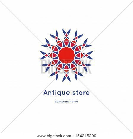 Decorative flower element. Ornamental vector symbols. Circle colorful icon. Isolated abstract colorful vector logo. Vector vintage mandala logo. Kaleidoscope flower.
