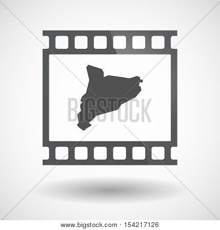 Isolated 35Mm Film Frame Slide Photogram With  The Map Of Catalonia