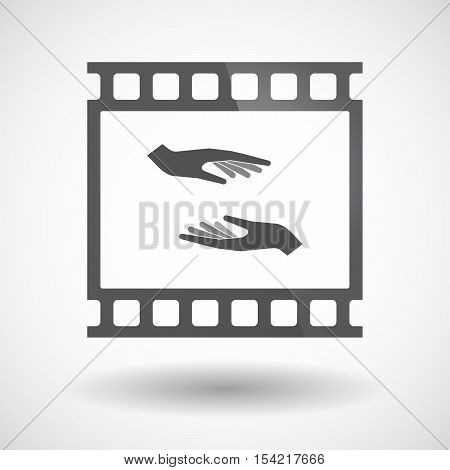 Isolated 35Mm Film Frame Slide Photogram With  Two Hands Giving And Receiving  Or Protecting