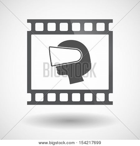 Isolated 35Mm Film Frame Slide Photogram With  A Female Head Wearing A Virtual Reality Headset