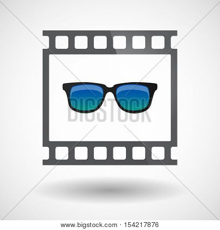 Isolated 35Mm Film Frame Slide Photogram With  A Sunglasses Icon