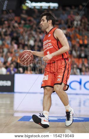 VALENCIA, SPAIN - OCTOBER 30th: San Emeterio during spanish league match between Valencia Basket and Morabanc Andorra at Fonteta Stadium on October 30, 2016 in Valencia, Spain