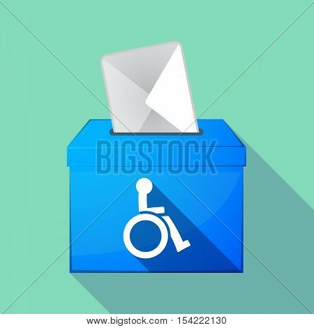 Long Shadow Ballot Box With  A Human Figure In A Wheelchair Icon