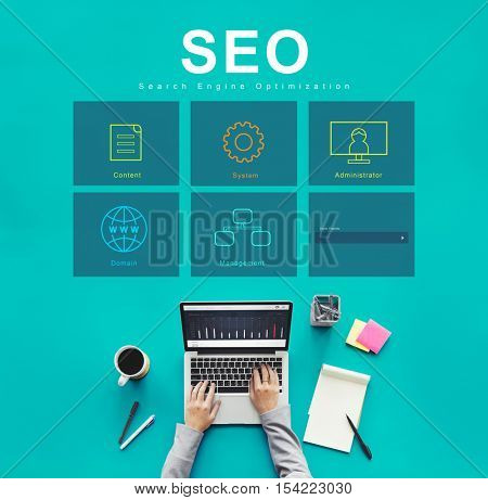 System Content Management SEO Application Graphic Concept