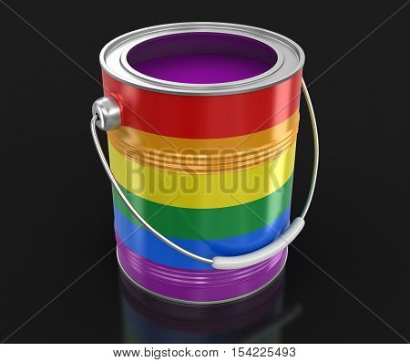 3D Illustration. LGBT Paint can. Image with clipping path