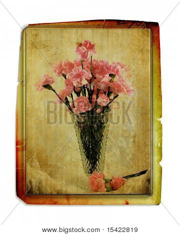 Vintage Pink nelliker kunst fotokort