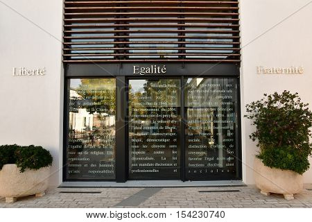 La Couarde sur Mer France - september 26 2016 : the city hall