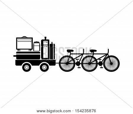 black silhouette polycycle transporting baggage vector illustration