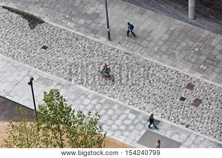 Aerial view looking down on Sumner Street from the new Tate Modern Extension building South London