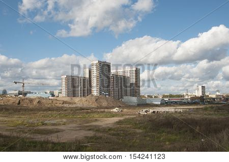 MOSCOW RUSSIA OCTOBER 01. 2016: - Construction of new apartment buildings in Tushino the norhtern part of the city