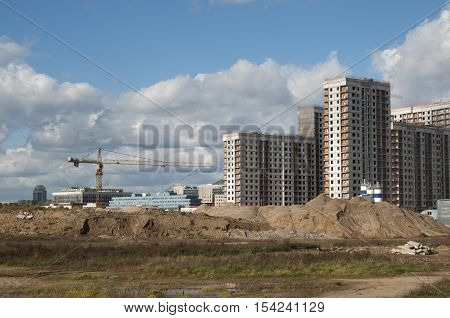MOSCOW RUSSIA OCTOBER 01. 2016: - Construction of new apartment buildings in Tushino the norhtern part of the city