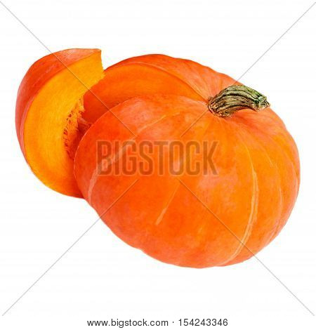 Pumpkin isolated on white background. Fresh and orange pumpkins close up