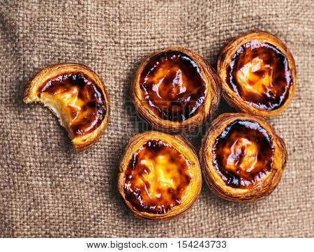 Egg Tart - Pasteis de nata typical Portuguese egg tart pastries sweet and delicious dessert
