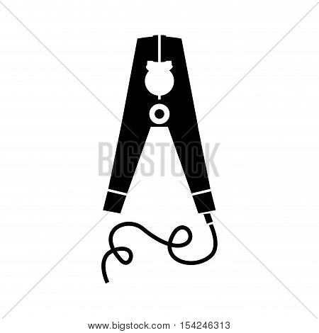 black silhouette electric pin with wired vector illustration