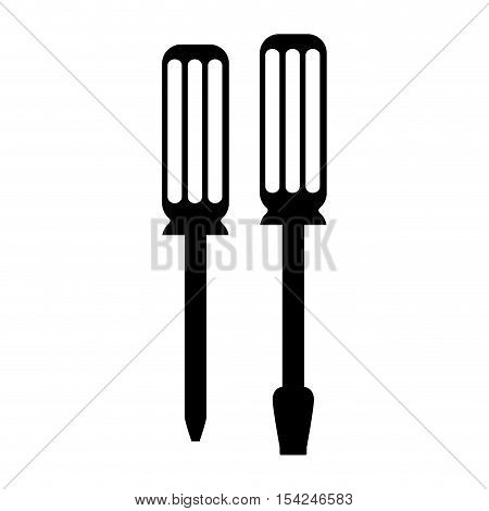 black silhouette of flat tip and phillips screwdriver vector illustration