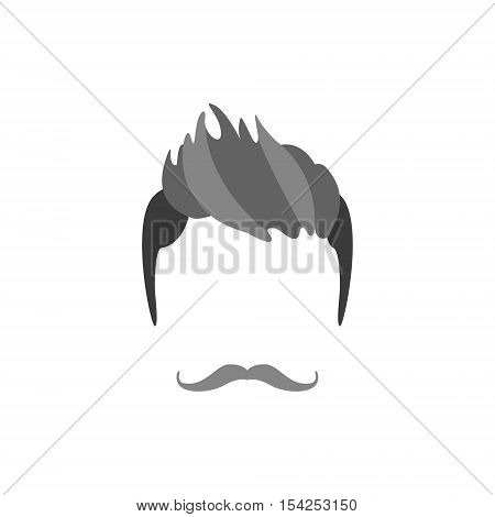 Hipster Male Hair and Facial Hair Style With Handlebar Moustache. .Hair, Beard And Moustache Style Design Template