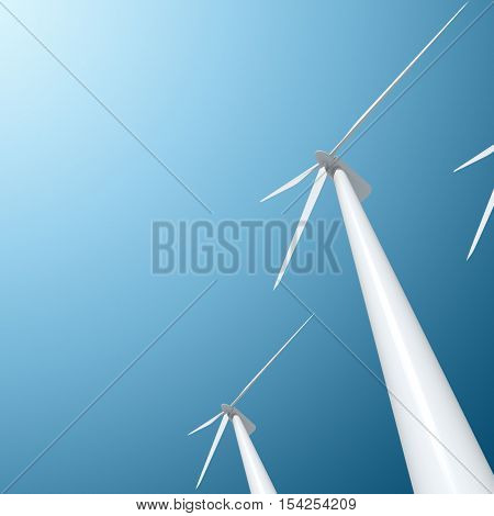 Wind Turbine (Eco concept and sustainability on the blue background)  3D illustration