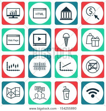 Set Of 16 Universal Editable Icons. Can Be Used For Web, Mobile And App Design. Includes Icons Such