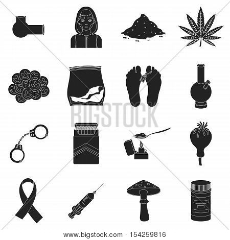 Drugs set icons in black style. Big collection of drugs vector symbol stock