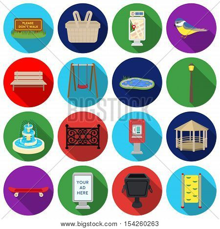 Park set icons in flat style. Big collection of park vector symbol stock