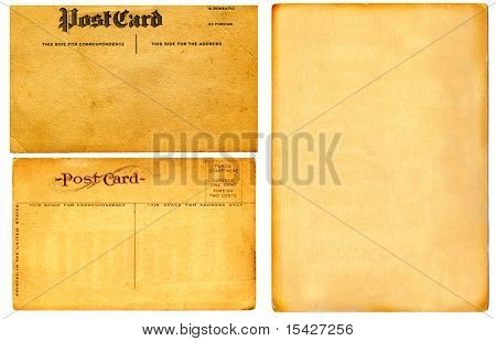โปสการ์ดจริงโบราณจากภาพกลายต้นและกระดาษแข็งเปล่า