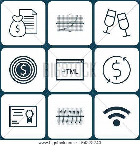Set Of 9 Universal Editable Icons. Can Be Used For Web, Mobile And App Design. Includes Icons Such A