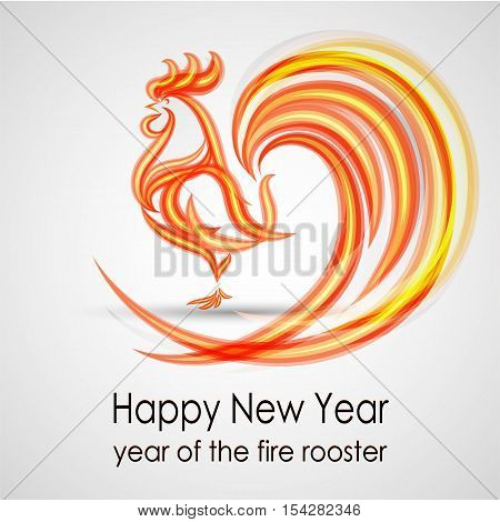 Happy New Year 2017. Fire rooster background. Greeting Card design. Vector eps 10