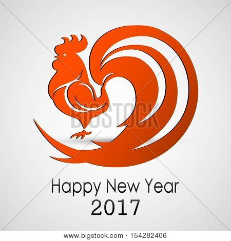 Happy New Year 2017. Fire rooster. Greeting Card design. Vector eps 10