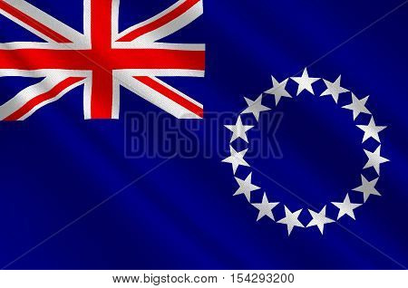 Flag of Cook Islands (New Zealand) Avarua - Polynesia. 3d illustration