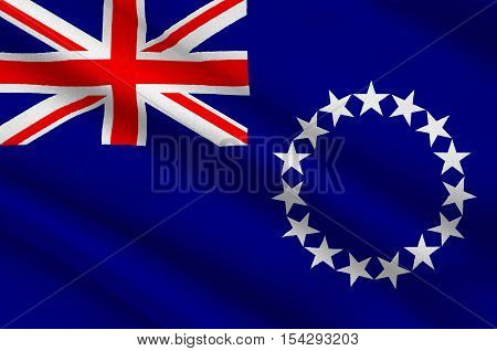 Flag of Cook Islands (New Zealand) Avarua - Polynesia. 3d illustration