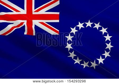 Flag of Cook Islands (New Zealand) Avarua - Polynesia. 3d illustration