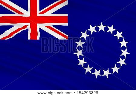 Flag of Cook Islands (New Zealand) Avarua - Polynesia. 3d illustration