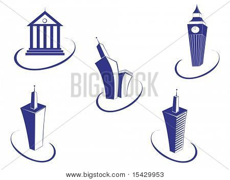 รุ่นของเวกเตอร์ สัญลักษณ์ของอาคารโบราณ และทันสมัยสำหรับการออกแบบ รุ่น Jpeg นอกจากนี้ยังมี