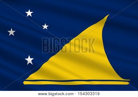 Flag of Tokelau (New Zealand) - Polynesia. 3d illustration
