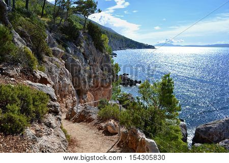 View on summer sea in Croatia on islan Hvar.