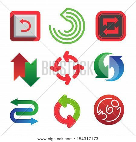 UI interface reload circle button element. Vector internet reload arrows button isolated. Website circle re-load round button sign.