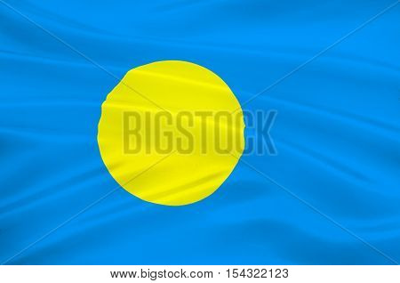 Flag of Palau Ngerulmud - Micronesia. 3d illustration