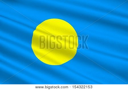 Flag of Palau Ngerulmud - Micronesia. 3d illustration