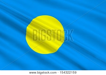 Flag of Palau Ngerulmud - Micronesia. 3d illustration