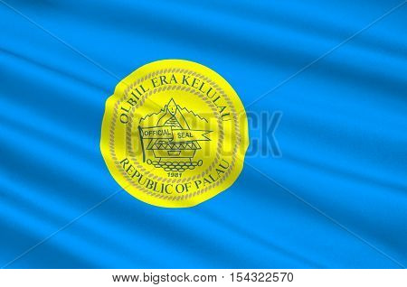 Flag of Palau Ngerulmud - Micronesia. 3d illustration