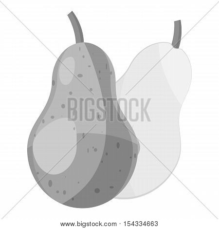 Pear icon. Gray monochrome illustration of pear vector icon for web