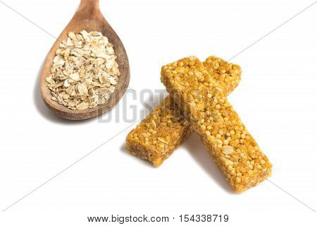 Muesli Cereal Bars. Nutri Oat Protein Bars isolated on white background