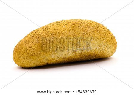Golden bread on a white background closeup