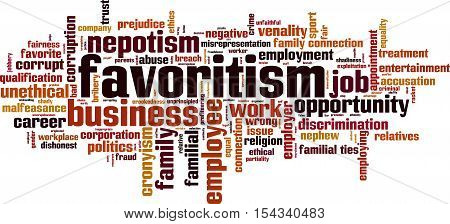 Favoritism word cloud concept. Vector illustration on white
